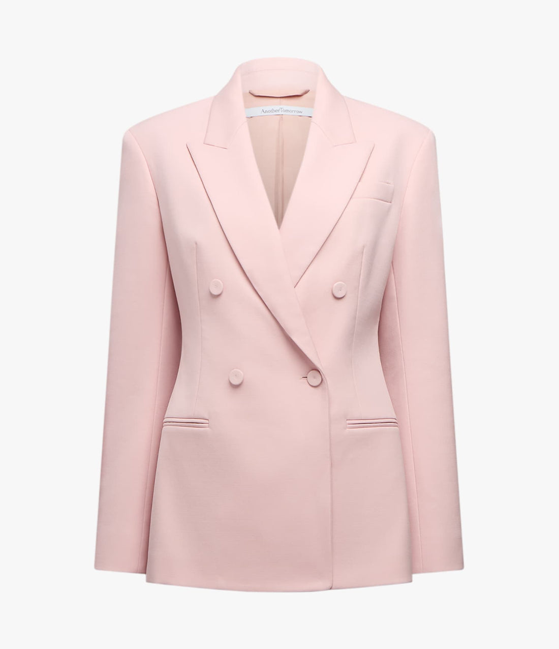 Another Tomorrow Tailored Double Breasted Jacket in Lotus Pink – Wool Women's Jacket