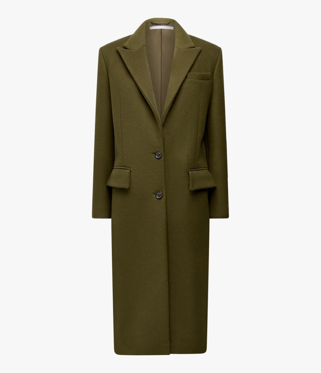 Another Tomorrow Tailored Overcoat in Moss – Wool Women's Outerwear