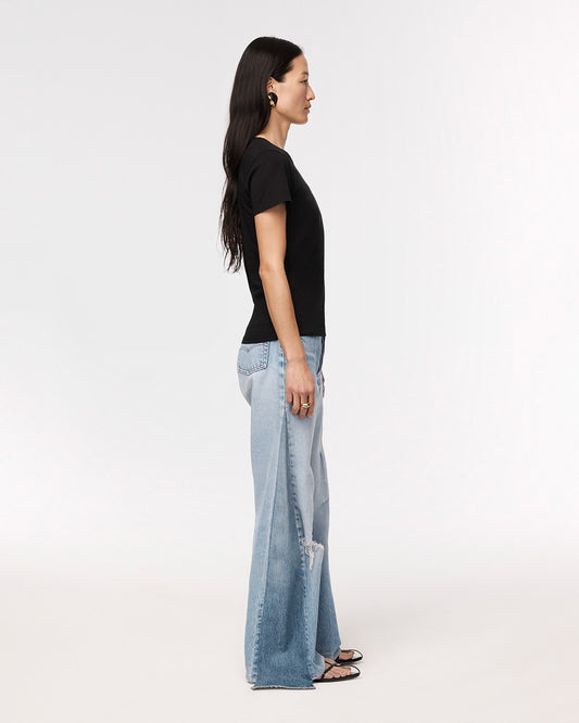 Another Tomorrow Crew Neck T-Shirt in Black – Cotton Women's Top