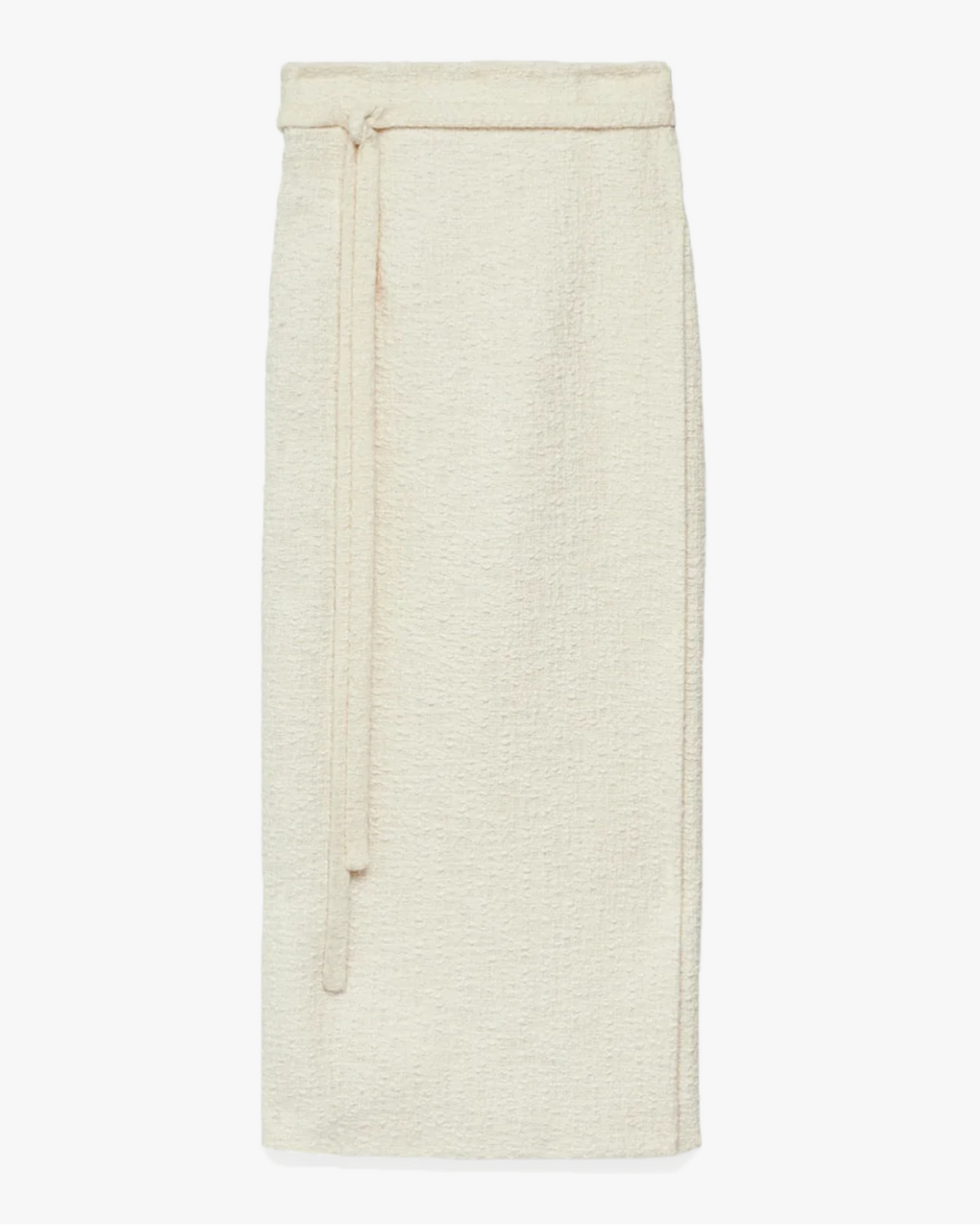 Another Tomorrow Tweed Wrap Skirt in Cream – Cotton Women's Skirt