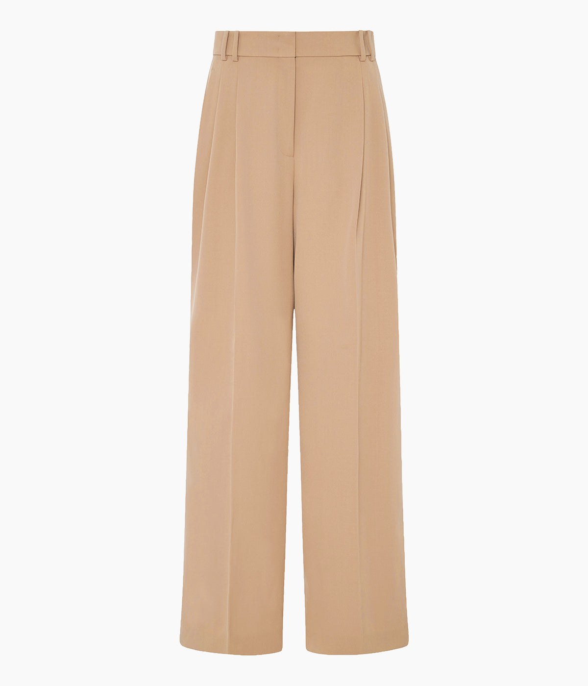 Another Tomorrow Twill Pleated Trouser in Camel – Wool Women's Trousers