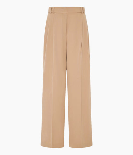 Twill Pleated Trouser | Camel