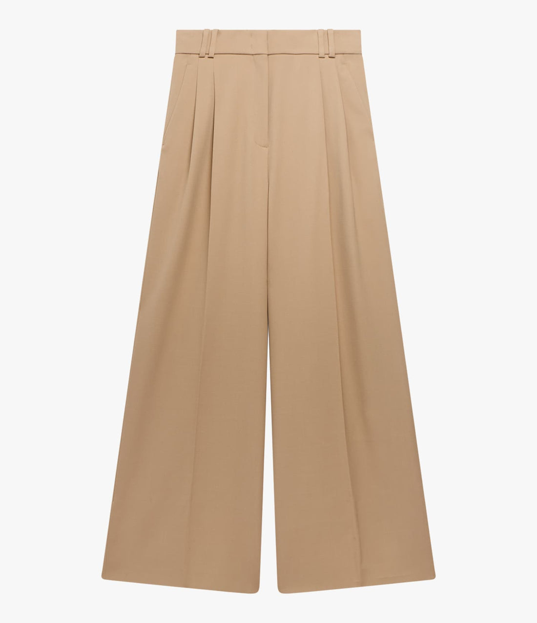 Another Tomorrow Twill Pleated Trouser in Camel – Wool Women's Trousers