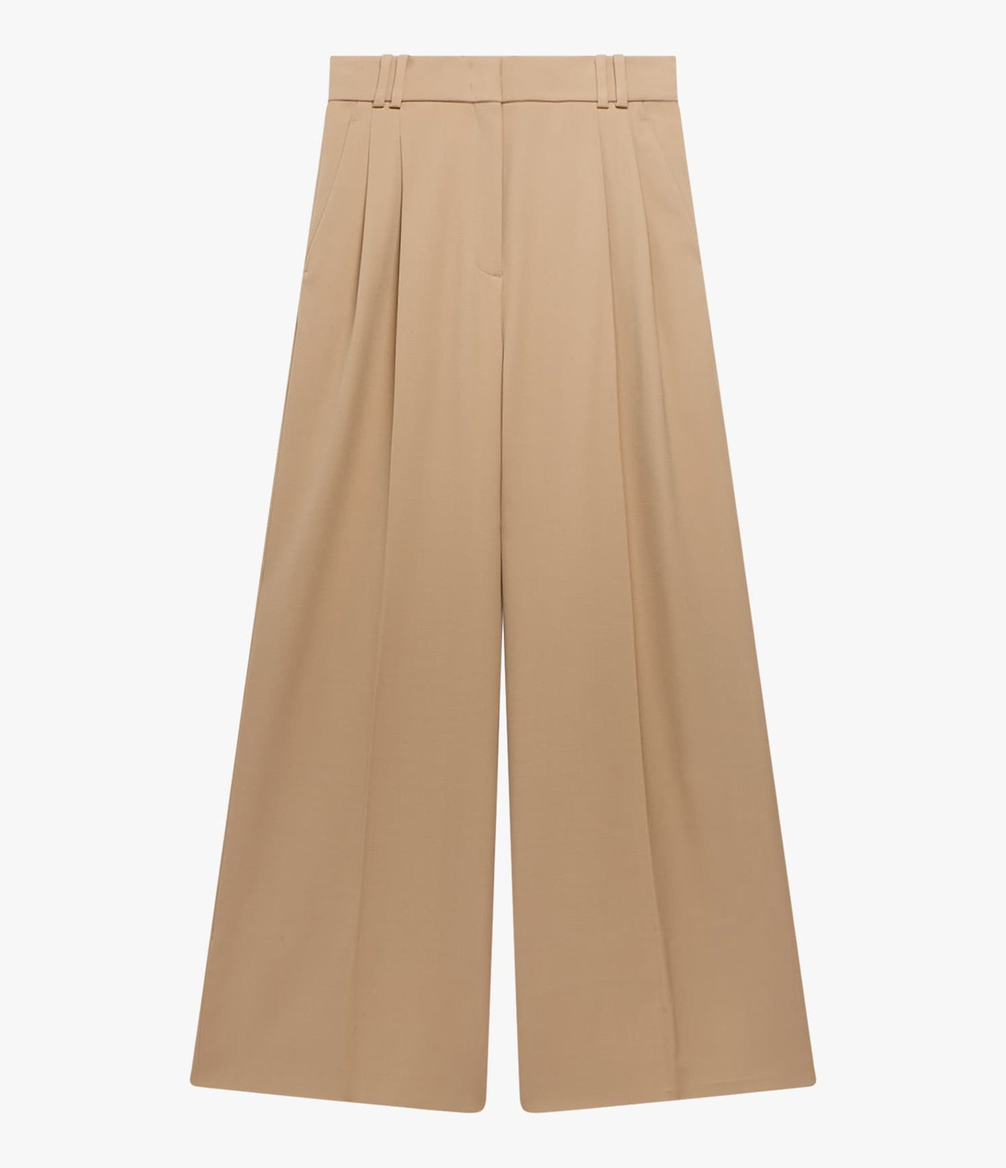 Another Tomorrow Twill Pleated Trouser in Camel – Wool Women's Trousers