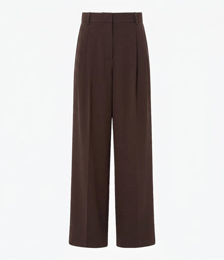 Twill Pleated Trouser | Dark Chocolate