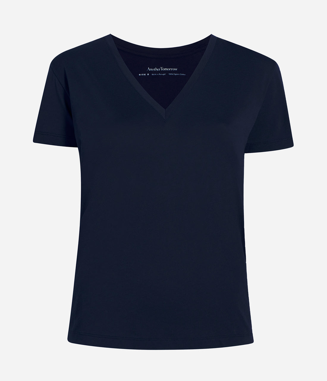 Another Tomorrow V-Neck Tee in Navy – Cotton Women's Top