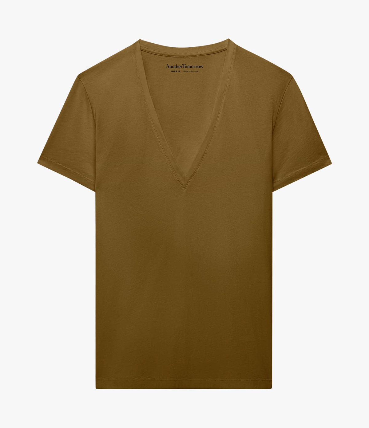 Another Tomorrow V-Neck Tee in Moss – Cotton Women's Top