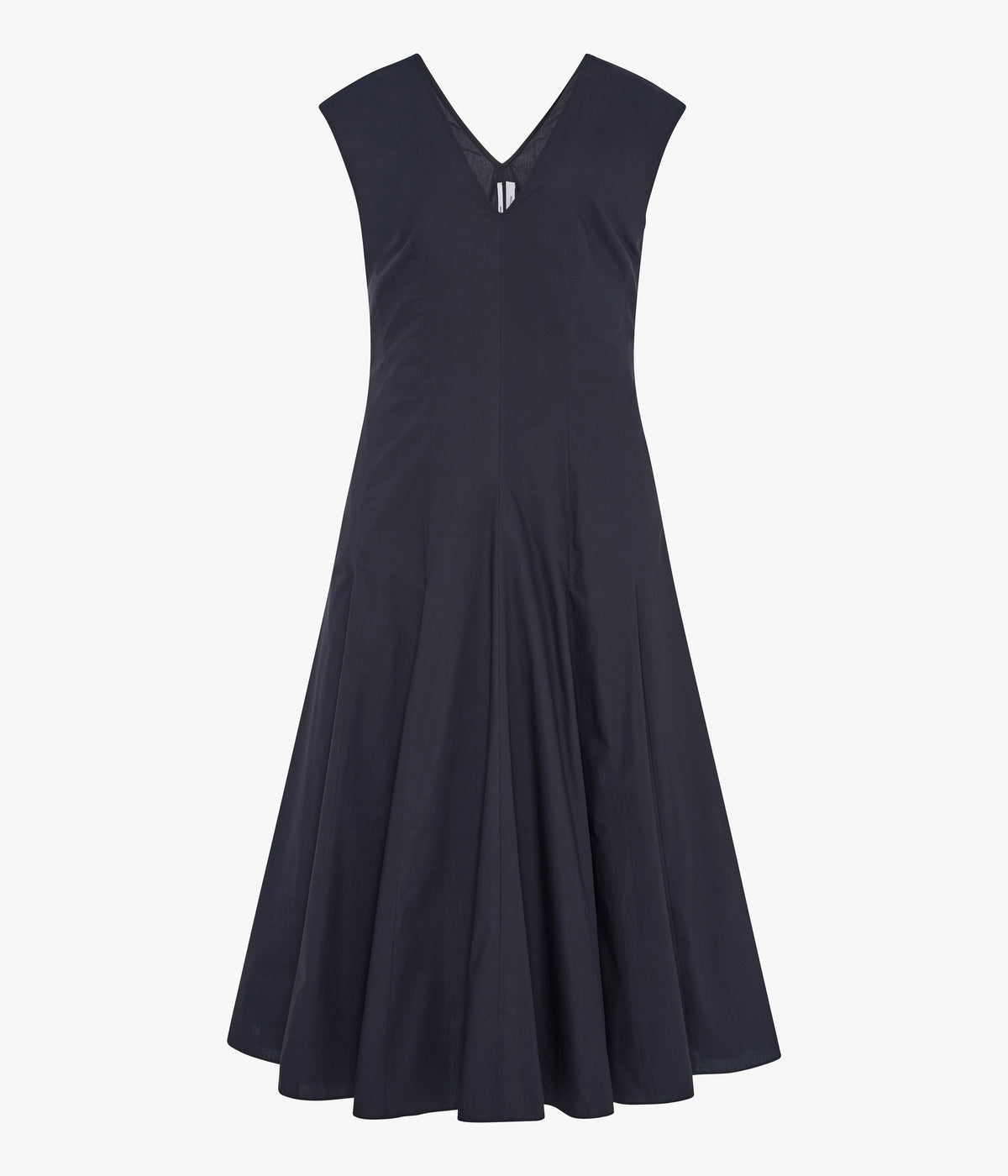 Another Tomorrow V Neck Day Dress in Midnight – Cotton Women's Dress
