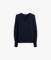 Draped Knit V-Neck Sweater | Navy in navy