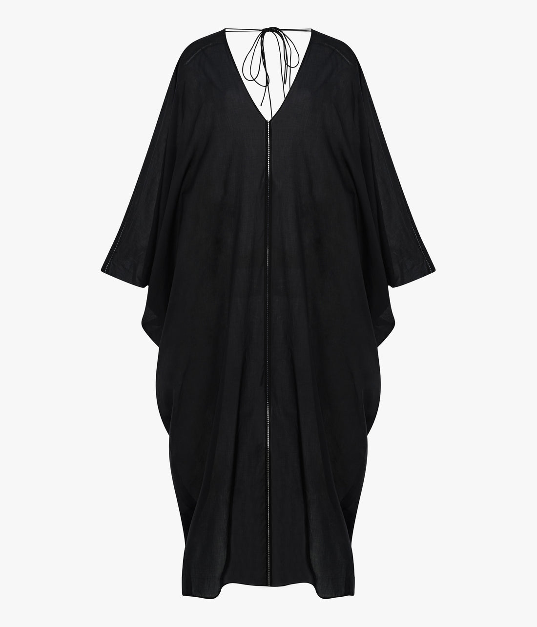 Another Tomorrow Voile Caftan in Black – Cotton Women's Dress
