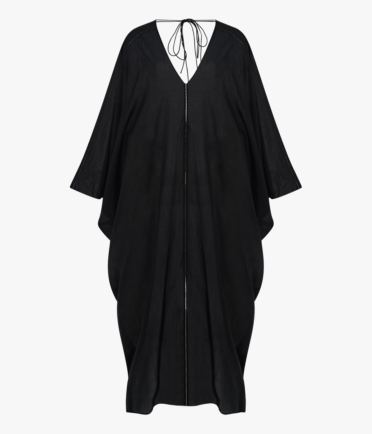 Another Tomorrow Voile Caftan in Black – Cotton Women's Dress