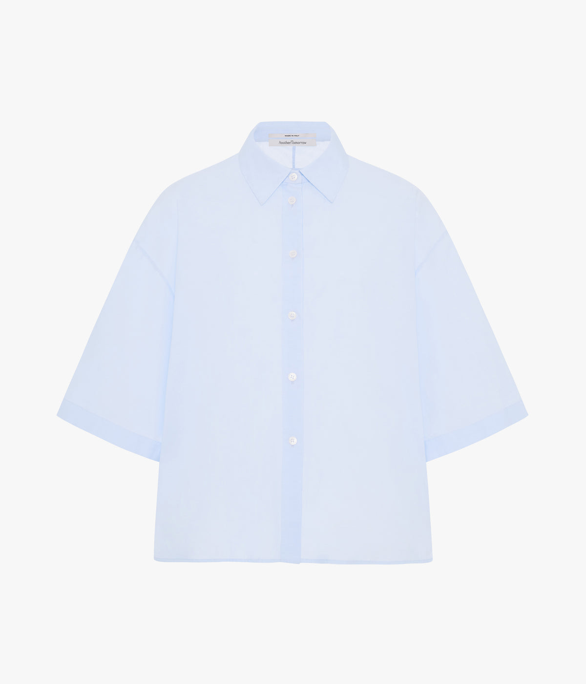 Another Tomorrow Voile Short Sleeve Shirt in Sky – Cotton Women's Shirt