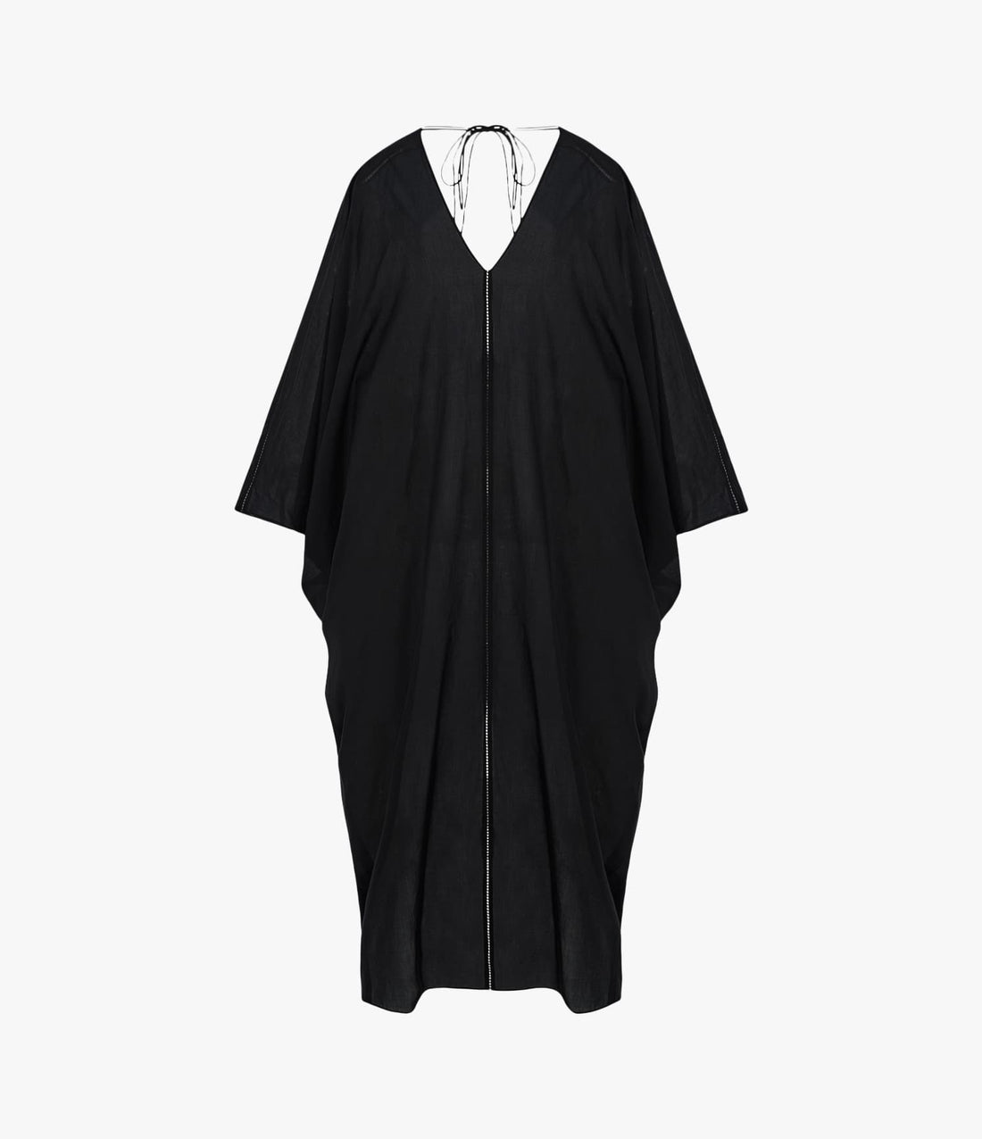 Another Tomorrow Voile Caftan in Black – Cotton Women's Dress