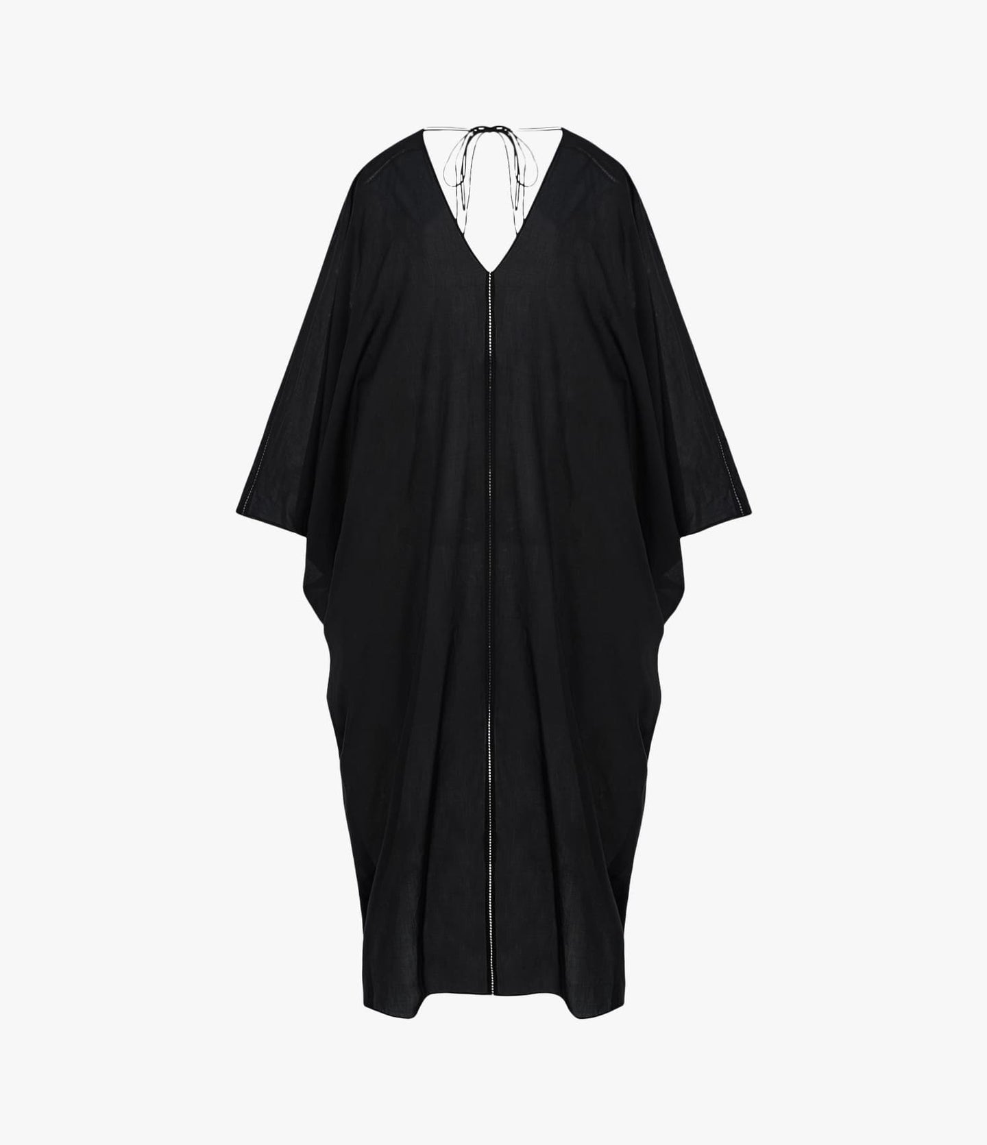 Another Tomorrow Voile Caftan in Black – Cotton Women's Dress