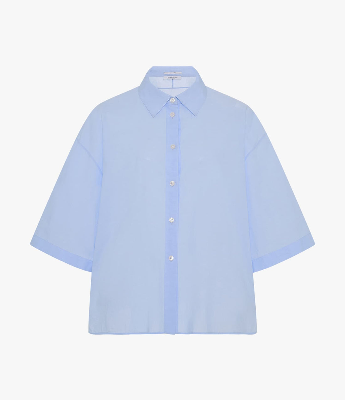 Another Tomorrow Voile Short Sleeve Shirt in Sky – Cotton Women's Trousers