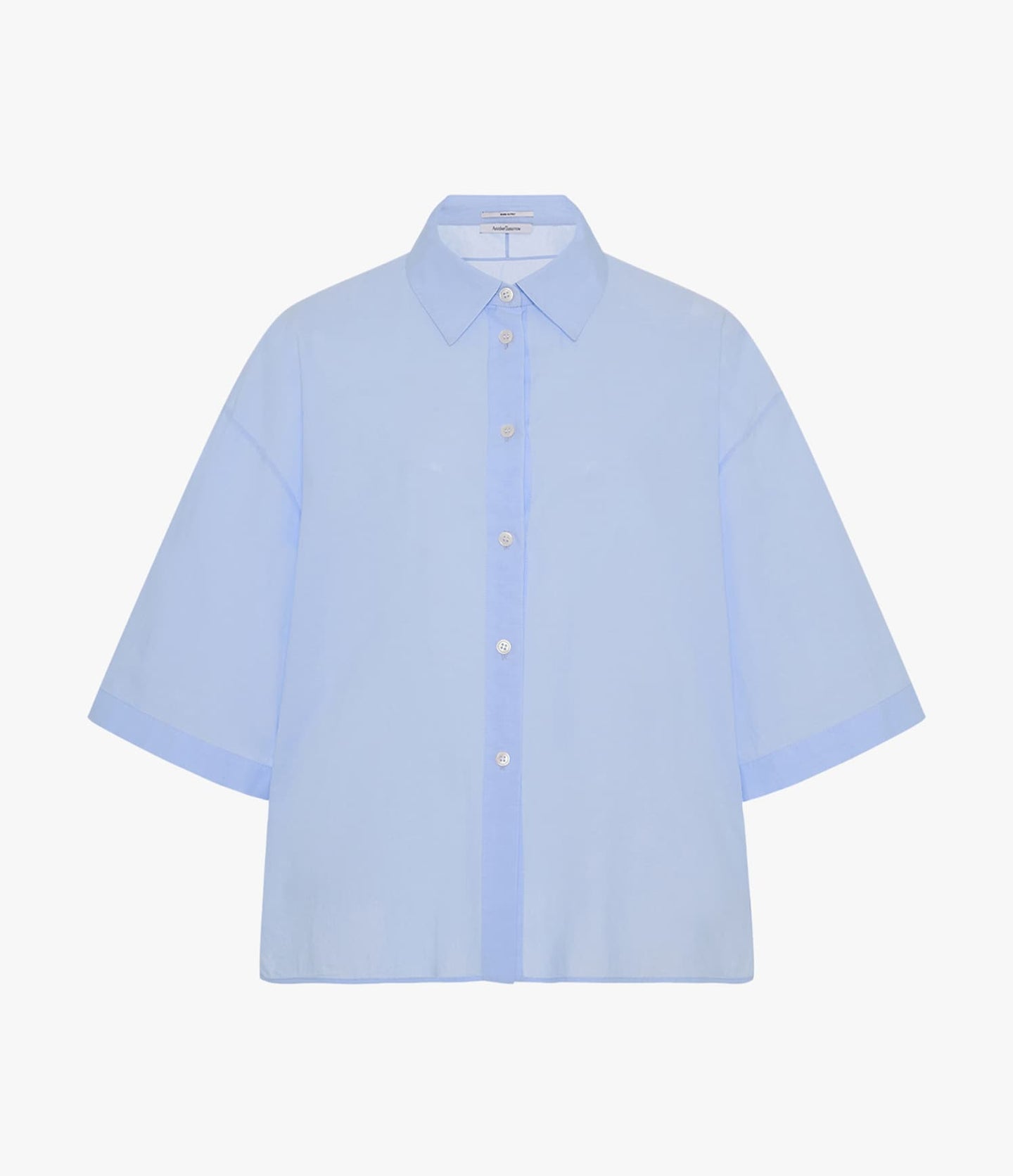 Another Tomorrow Voile Short Sleeve Shirt in Sky – Cotton Women's Trousers