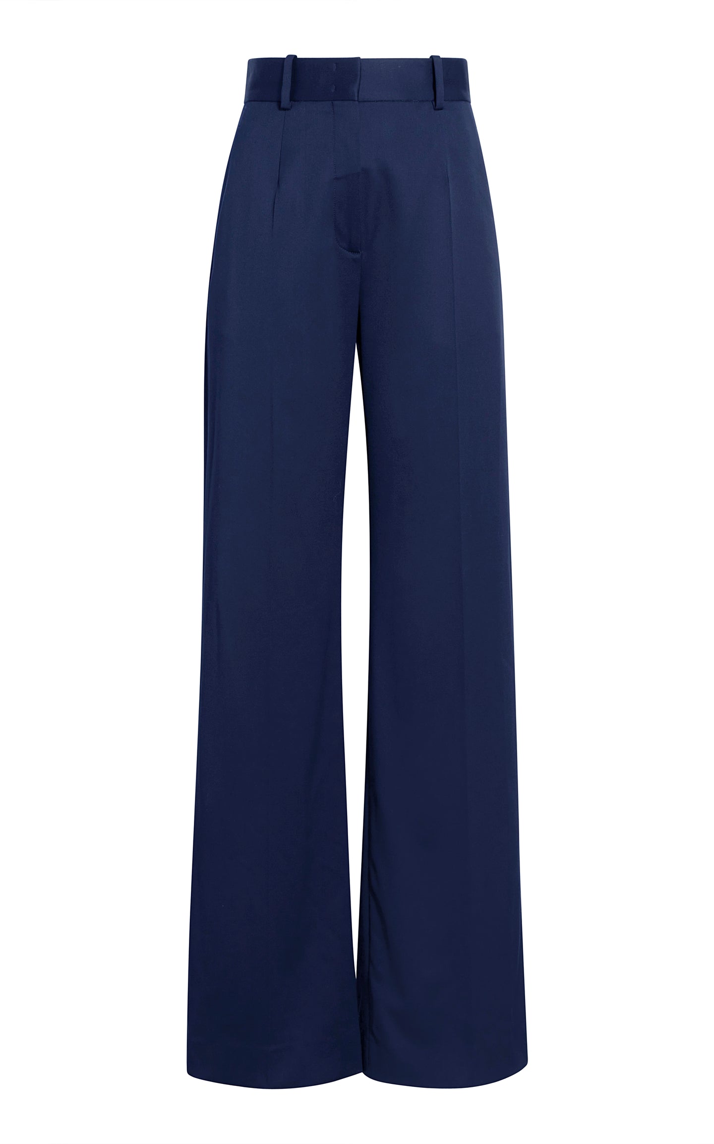 Another Tomorrow Wide Leg Suit Pant in Navy – Wool Women's Trousers
