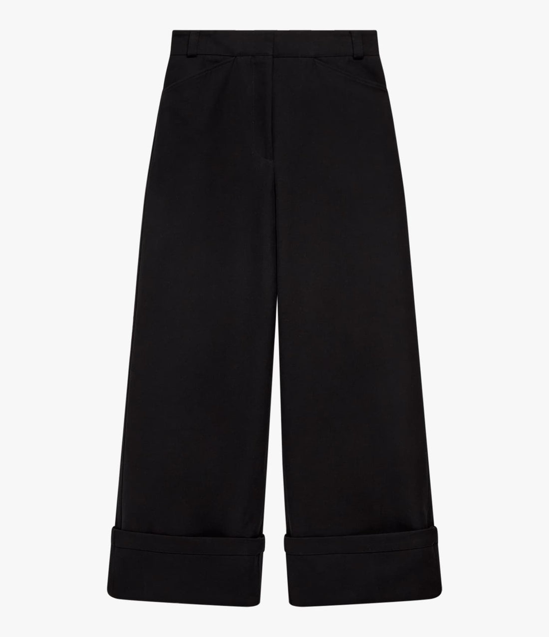 Another Tomorrow Wide Cuff Pant in Black – Cotton Women's Trousers