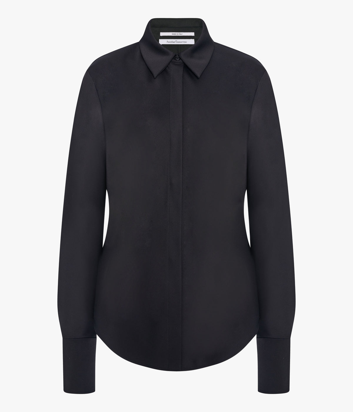 Another Tomorrow Wool Bias Shirt in Black – Wool Women's Top