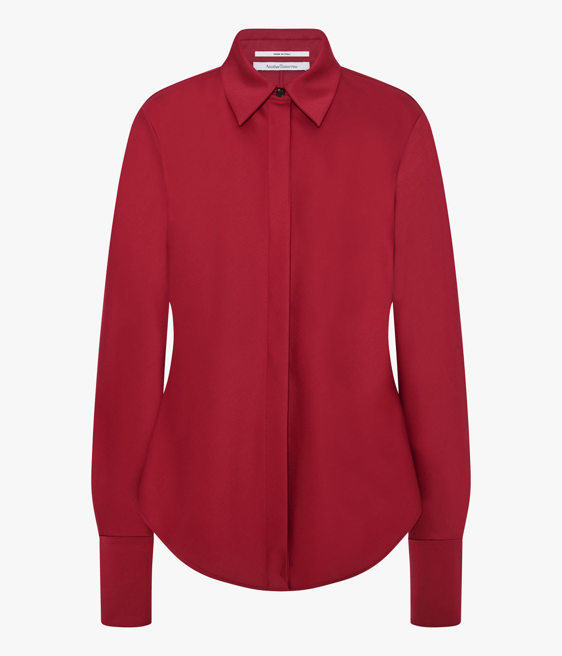 Another Tomorrow Wool Bias Shirt in Pinot Noir – Wool Women's Top