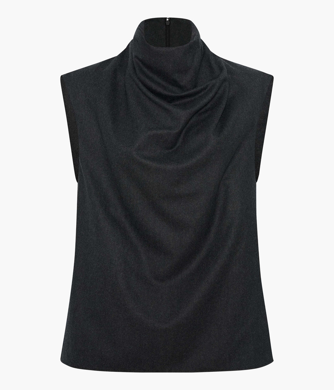 Wool Draped Top | Charcoal Melange