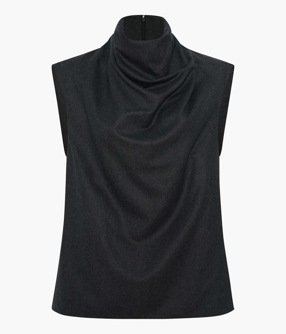 Wool Draped Top | Charcoal Melange