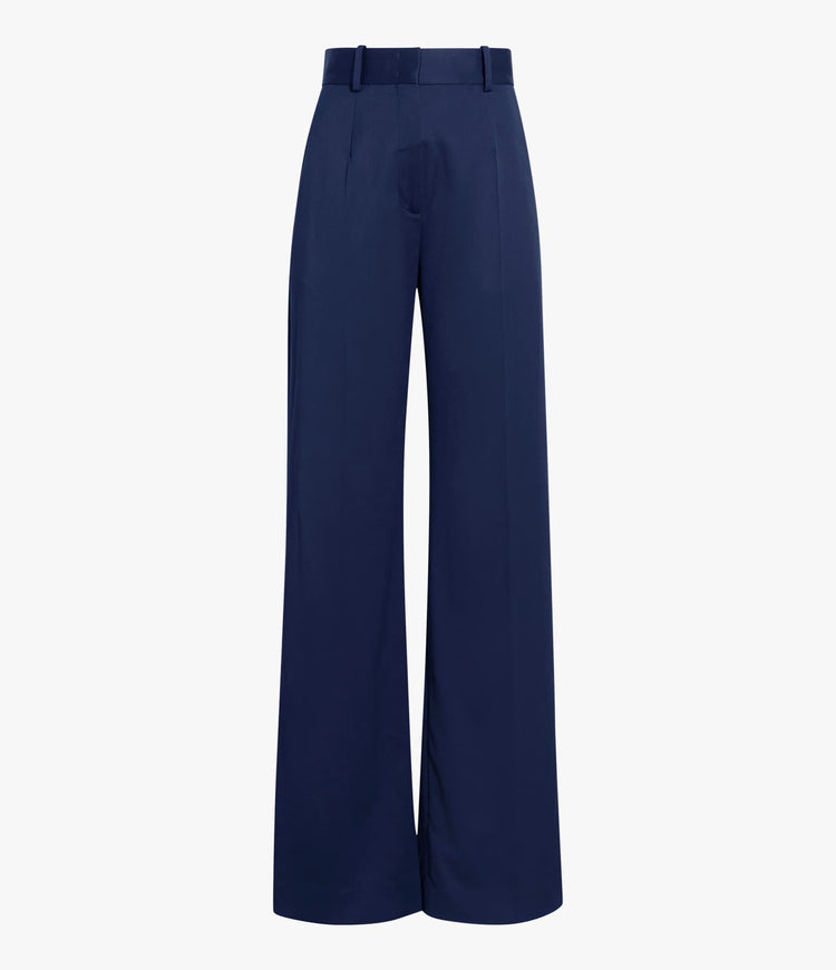 Another Tomorrow Wide Leg Suit Pant in Navy – Wool Women's Trousers