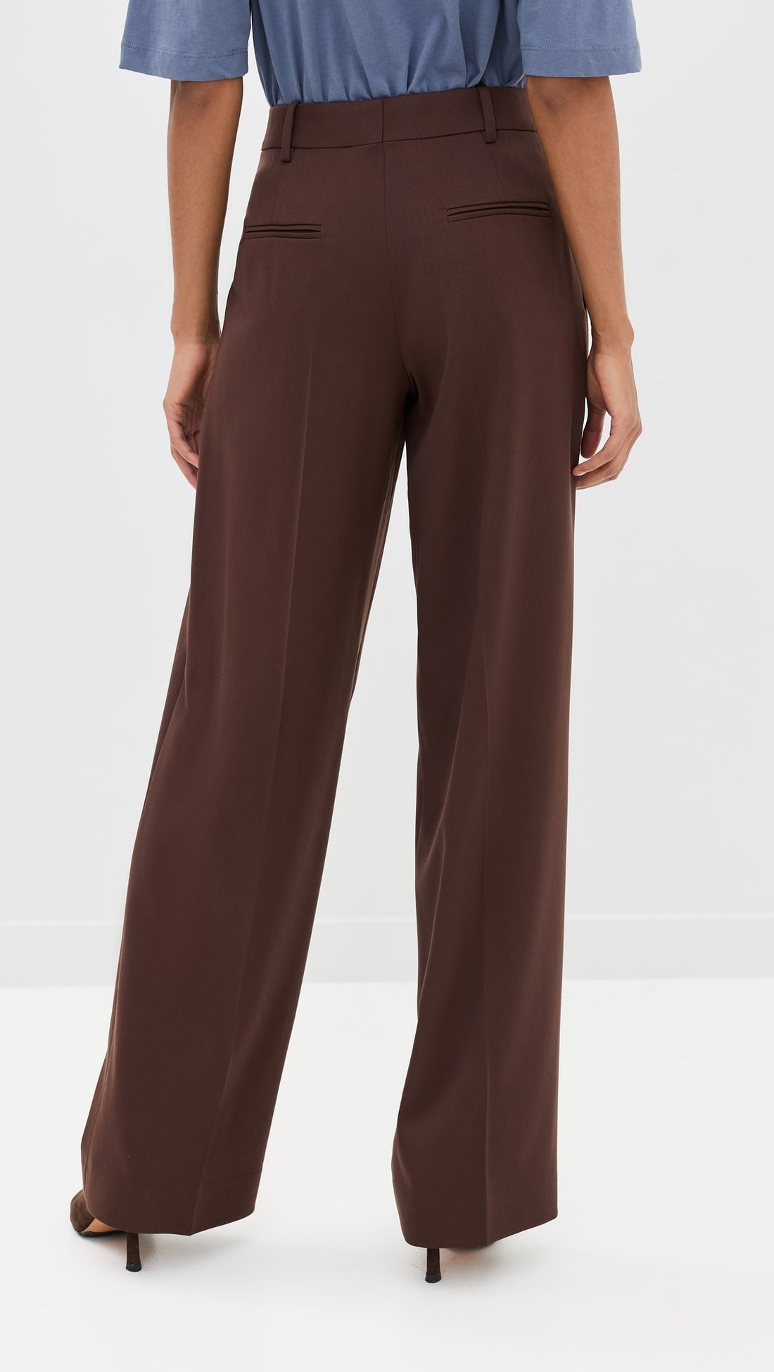 Another Tomorrow Relaxed Wide Leg Pant in Chocolate – Wool Women's Trousers