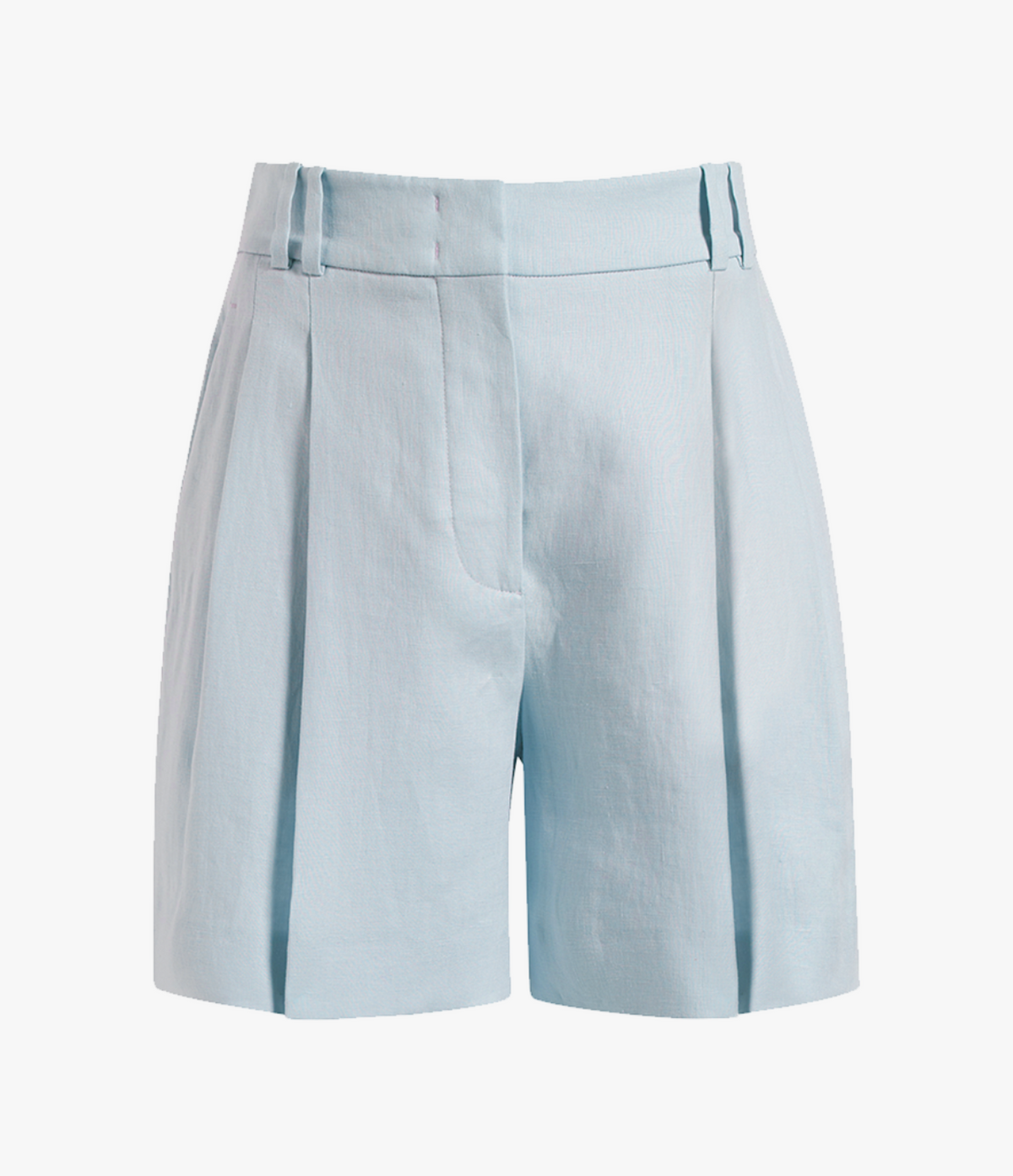 Another Tomorrow Linen Pleated Short in French Blue – Linen Women's Trousers