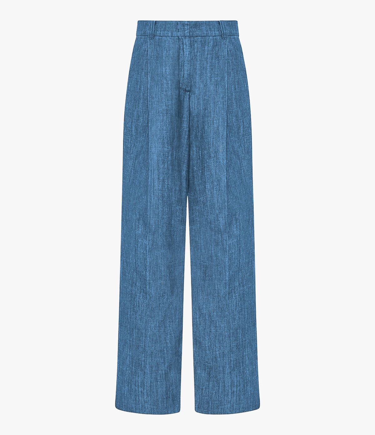 Another Tomorrow Chambray Relaxed Wide Leg Pant in Medium Blue – Denim Women's Trousers