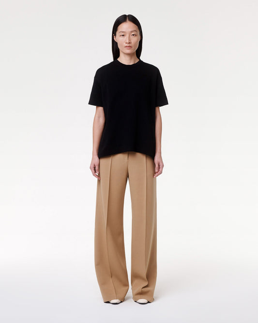 Another Tomorrow Luxe Seamed Short Sleeve in Black – Cotton Women's Trousers