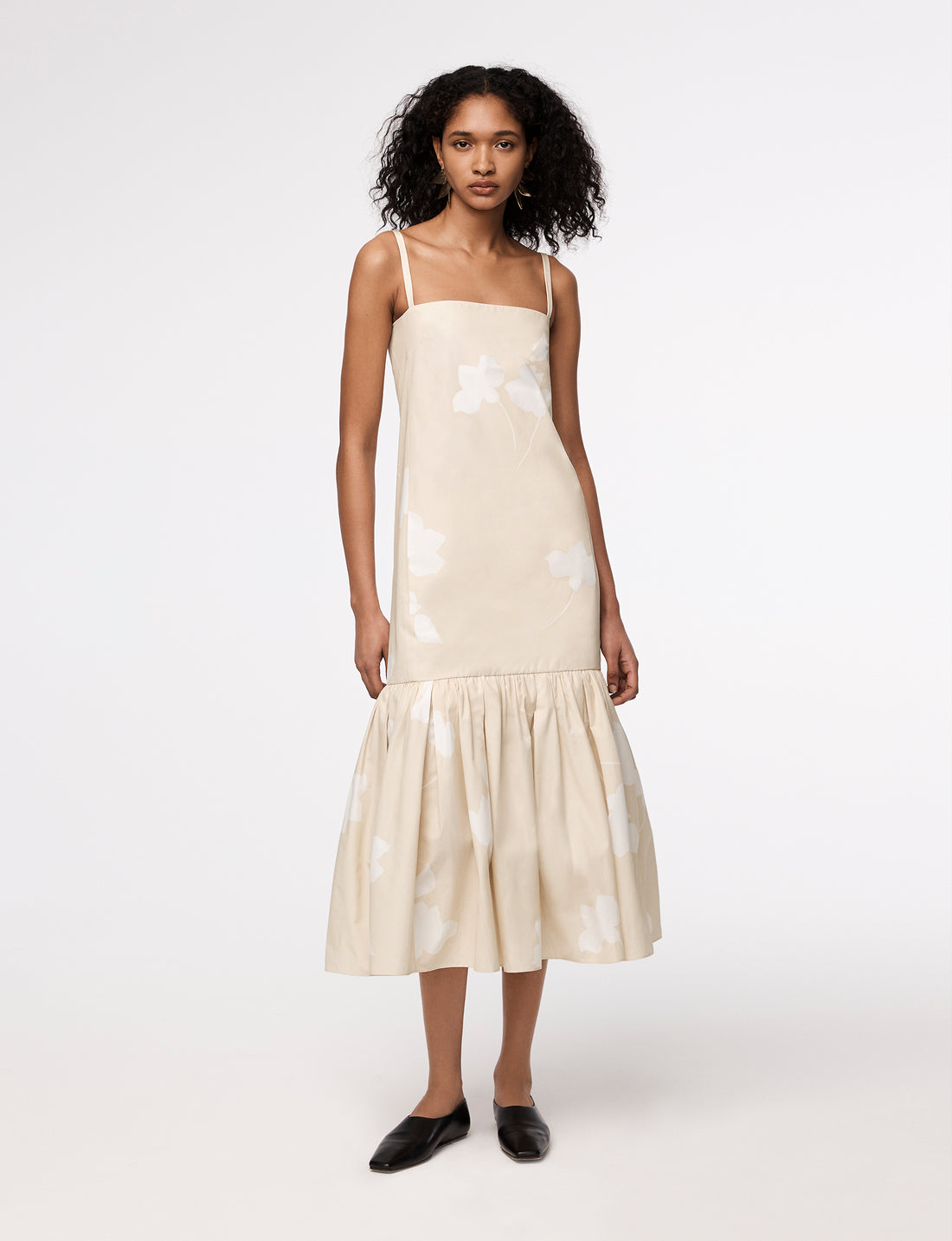 cotton flounce dress Lela Rose White Cotton Poplin Asymmetrical Flounce Dress White / 0