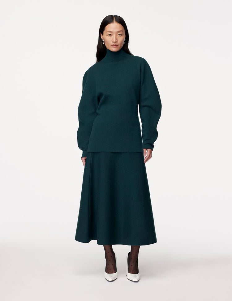 Another Tomorrow Merino Wool Knit Turtleneck in Juniper – Wool Women's Knitwear