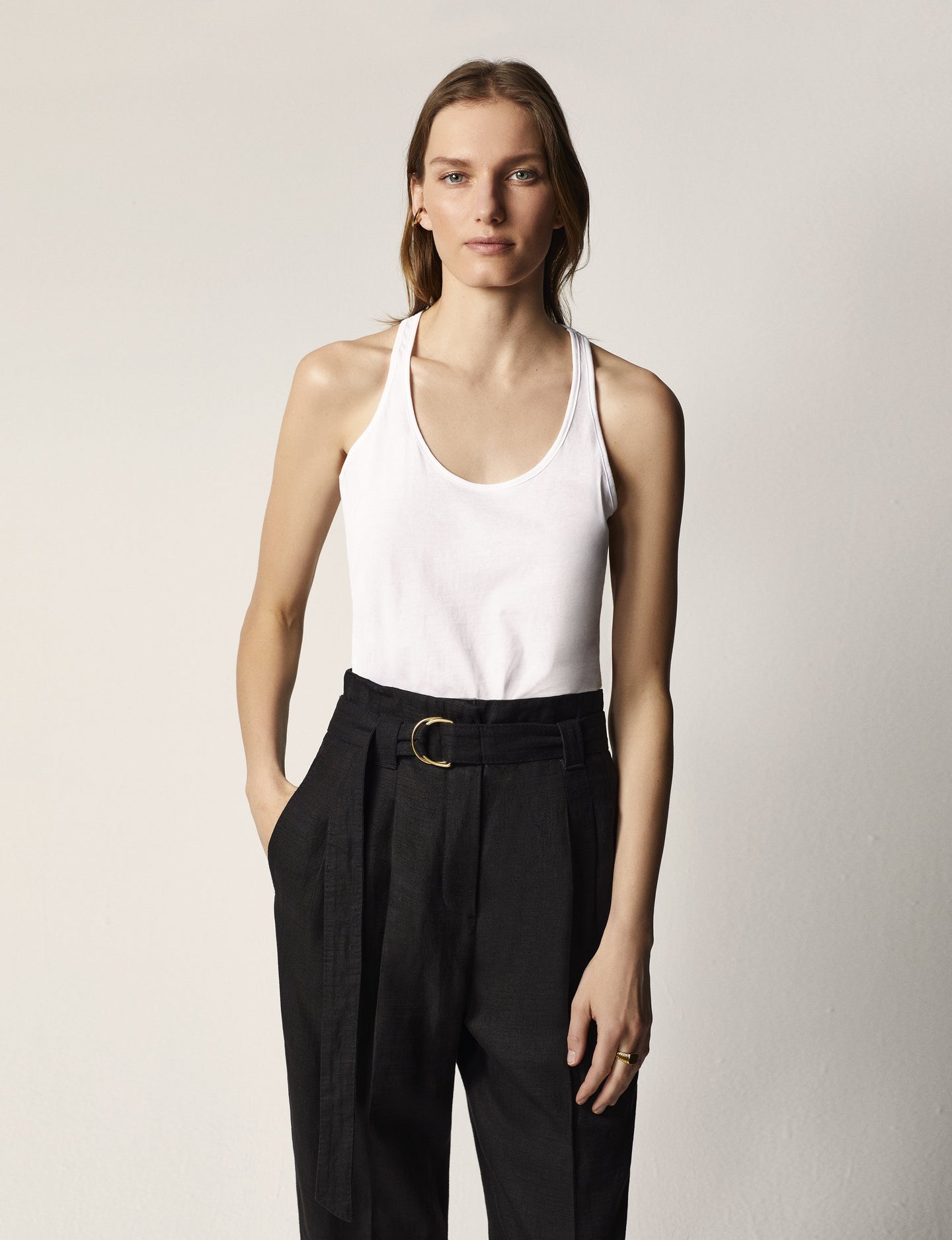 Another Tomorrow Relaxed Tank in White – Cotton Women's Top