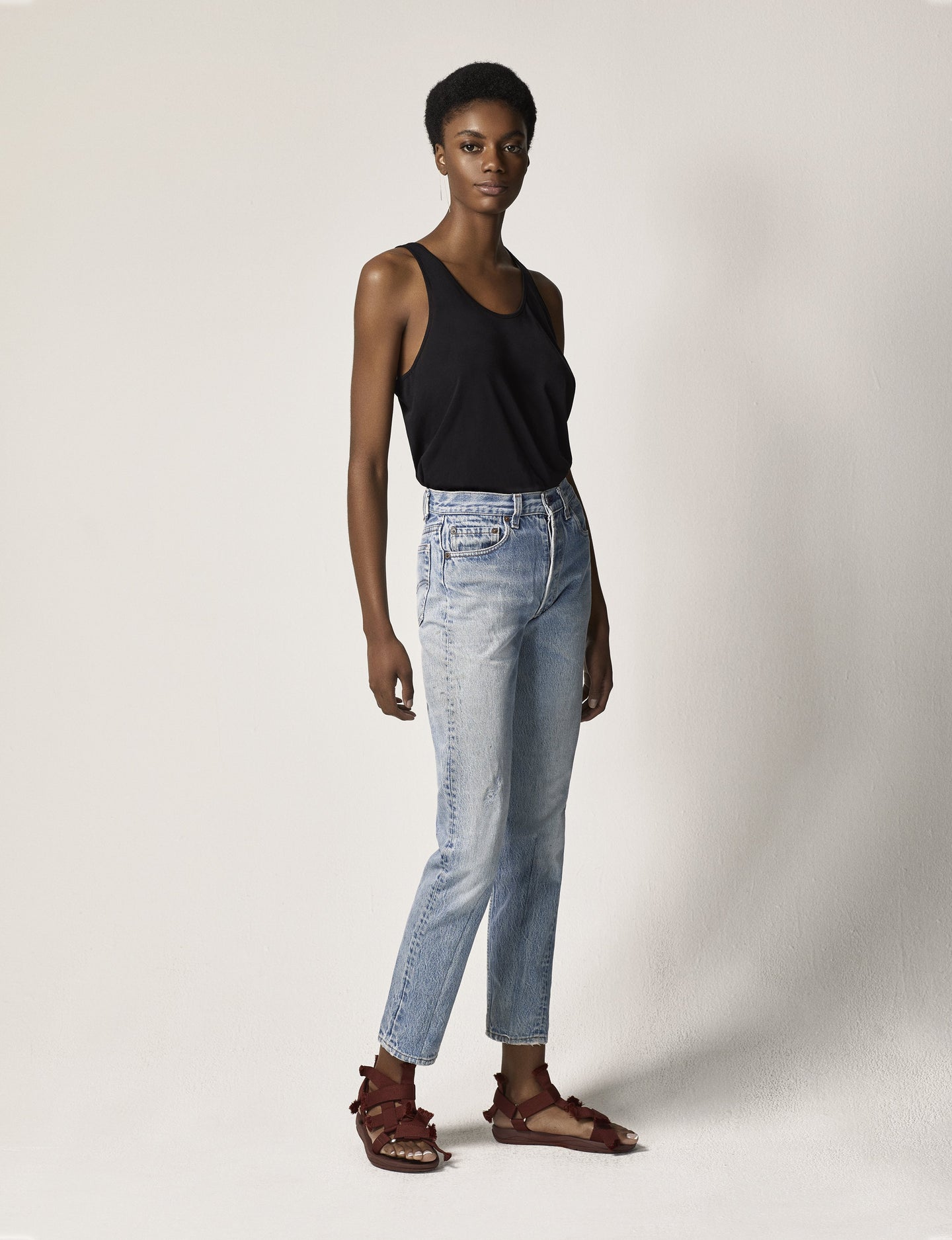 Another Tomorrow Relaxed Tank in Black – Cotton Women's Top