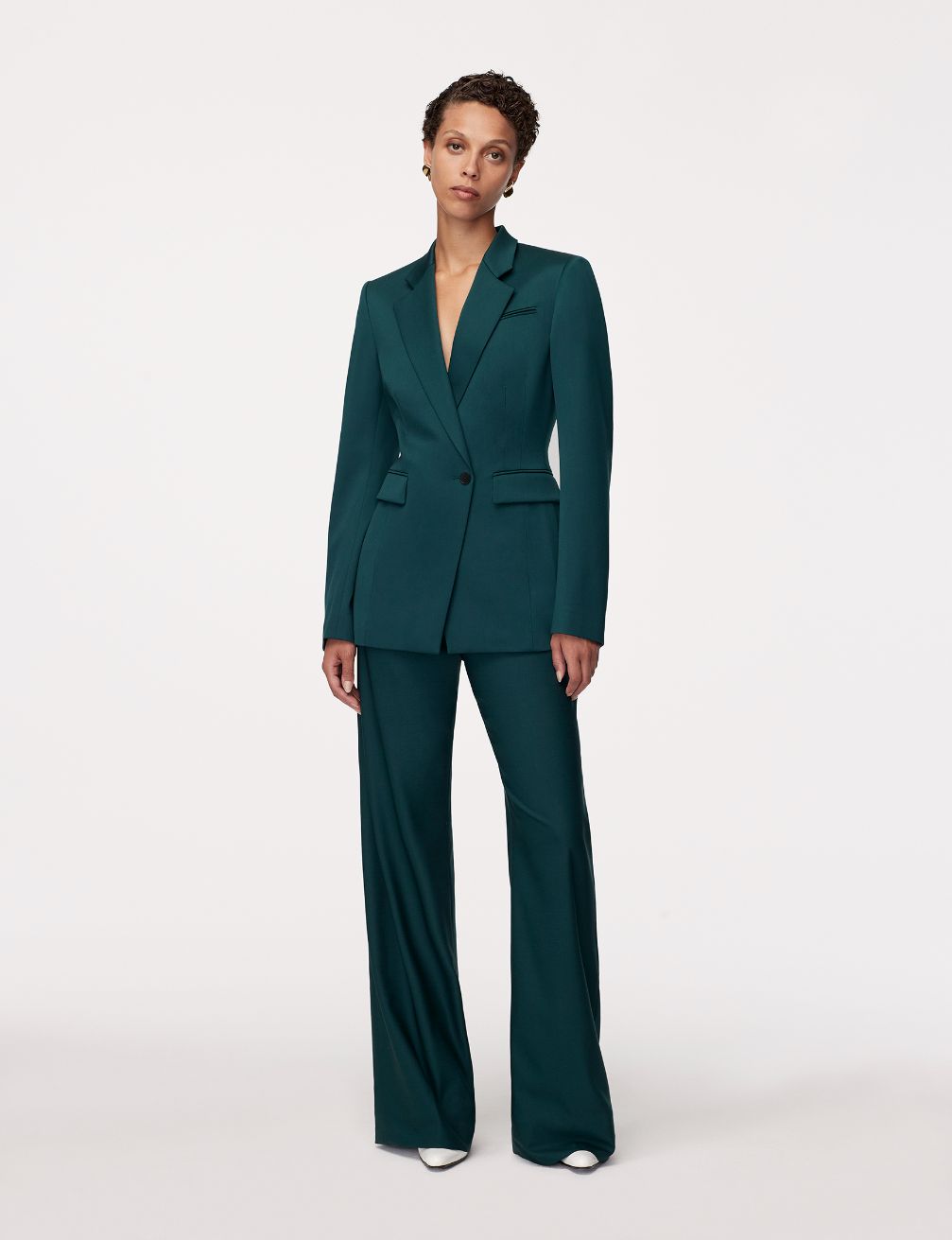 Another Tomorrow Seamed Waist Jacket in Juniper – Wool Women's Jacket