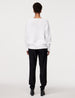 Another Tomorrow Draped Knit V-Neck Sweater in White – Cotton Women's Knitwear