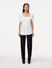 Another Tomorrow Tulip Sleeve Blouse in White – Viscose Women's Top