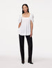 Another Tomorrow Tulip Sleeve Blouse in White – Viscose Women's Top