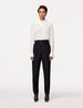 Another Tomorrow Wool Paper Bag Pleated Trouser in Black – Wool Women's Trousers
