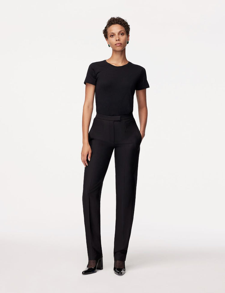 Another Tomorrow Tuxedo Pant in Black – Wool Women's Trousers