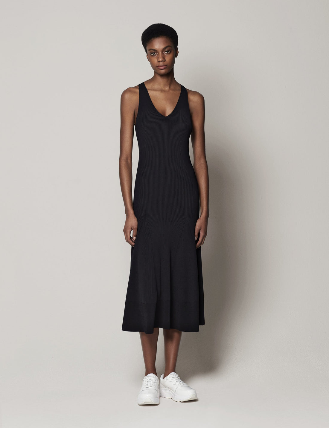 Another Tomorrow Deep V Tank Knit Dress | Black Size S Another Tomorrow Deep V Tank Knit Dress | Black Size S