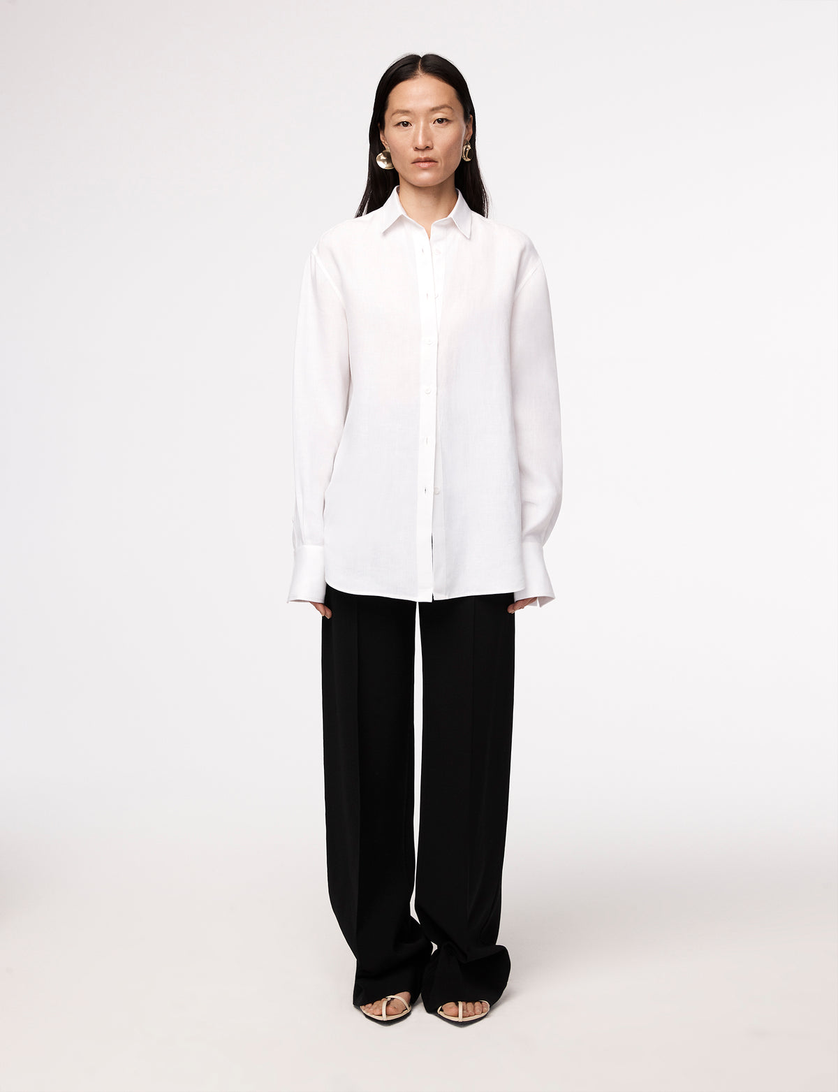 Another Tomorrow Linen Oversized Men's Shirt in White – Linen