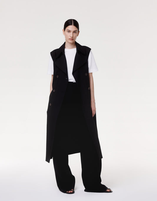 Another Tomorrow Convertible Trench in Black – Viscose Women's Outerwear