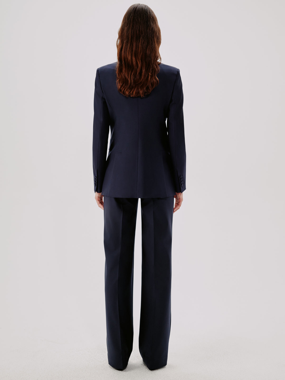 Another Tomorrow Double-Breasted Jacket in Navy – Wool Women's Jacket