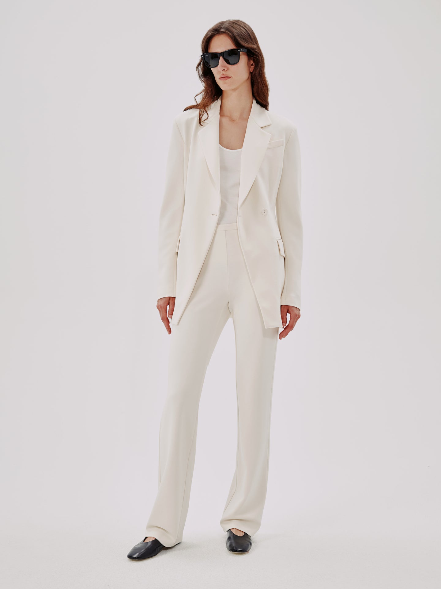 Another Tomorrow Jersey Pant in Cream – Viscose Women's Trousers