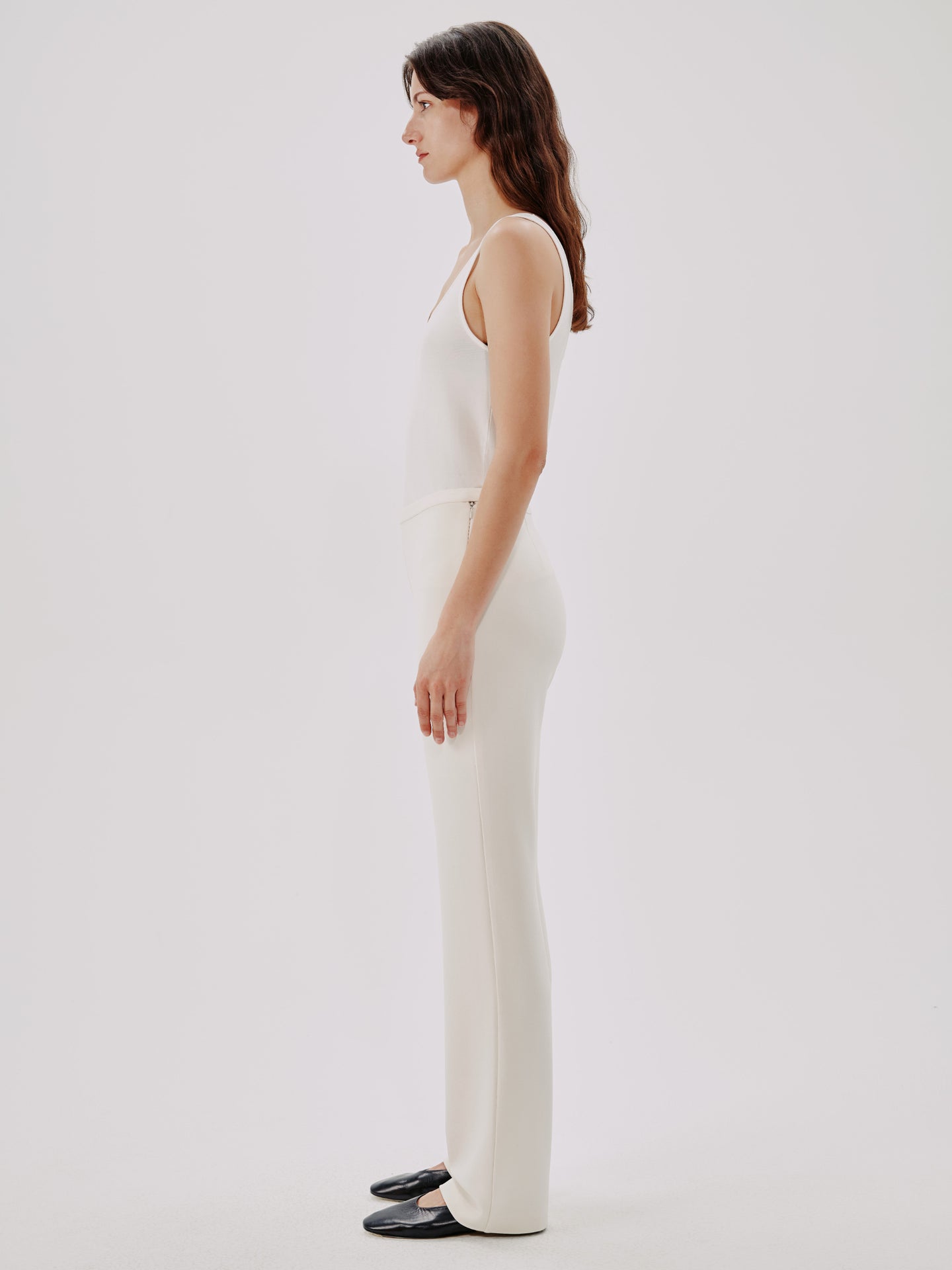 Another Tomorrow Jersey Pant in Cream – Viscose Women's Trousers