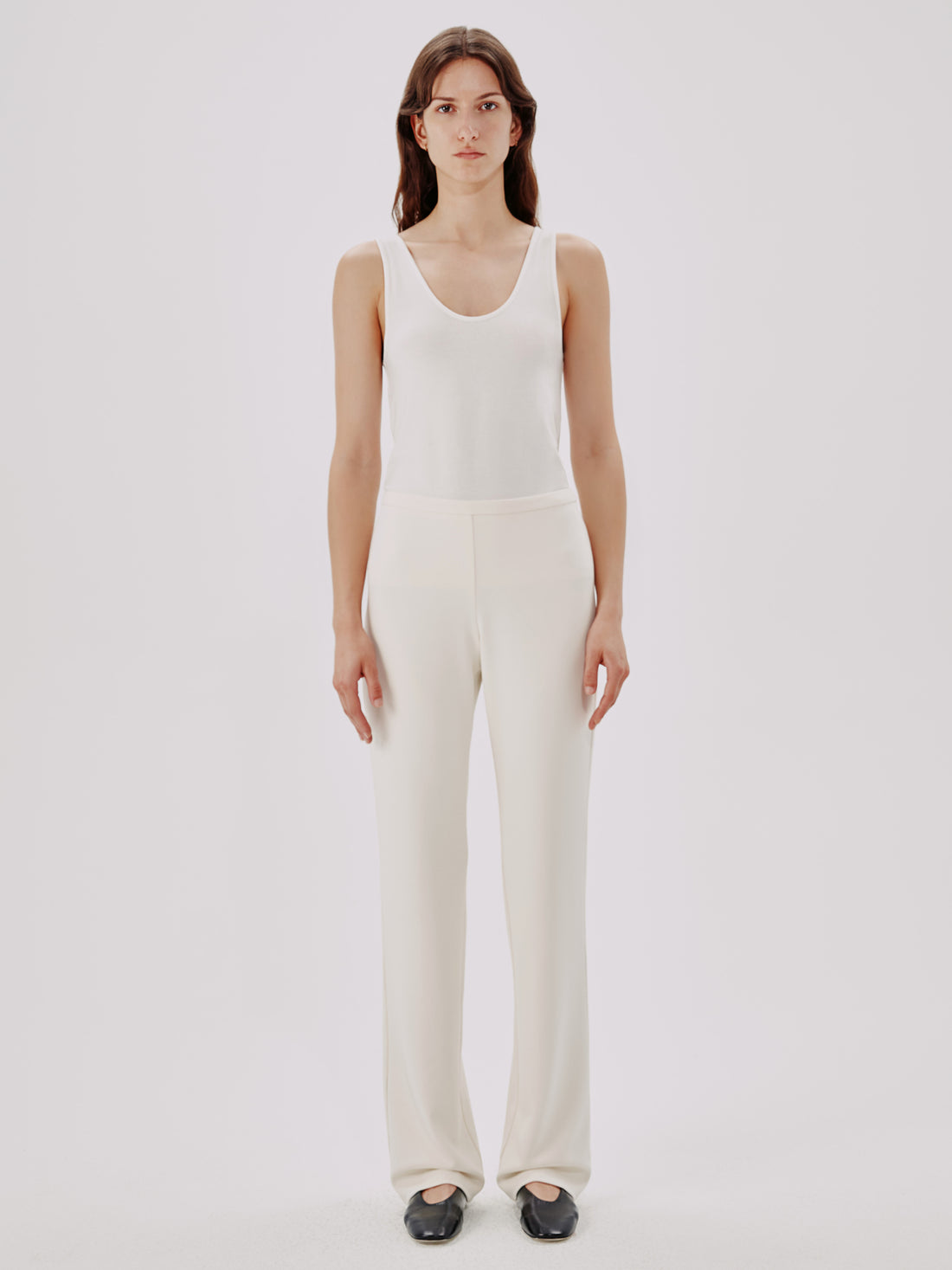 Another Tomorrow Jersey Pant in Cream – Viscose Women's Trousers