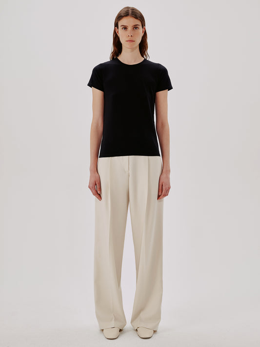 Another Tomorrow Fitted Tee in Black – Cotton Women's Top
