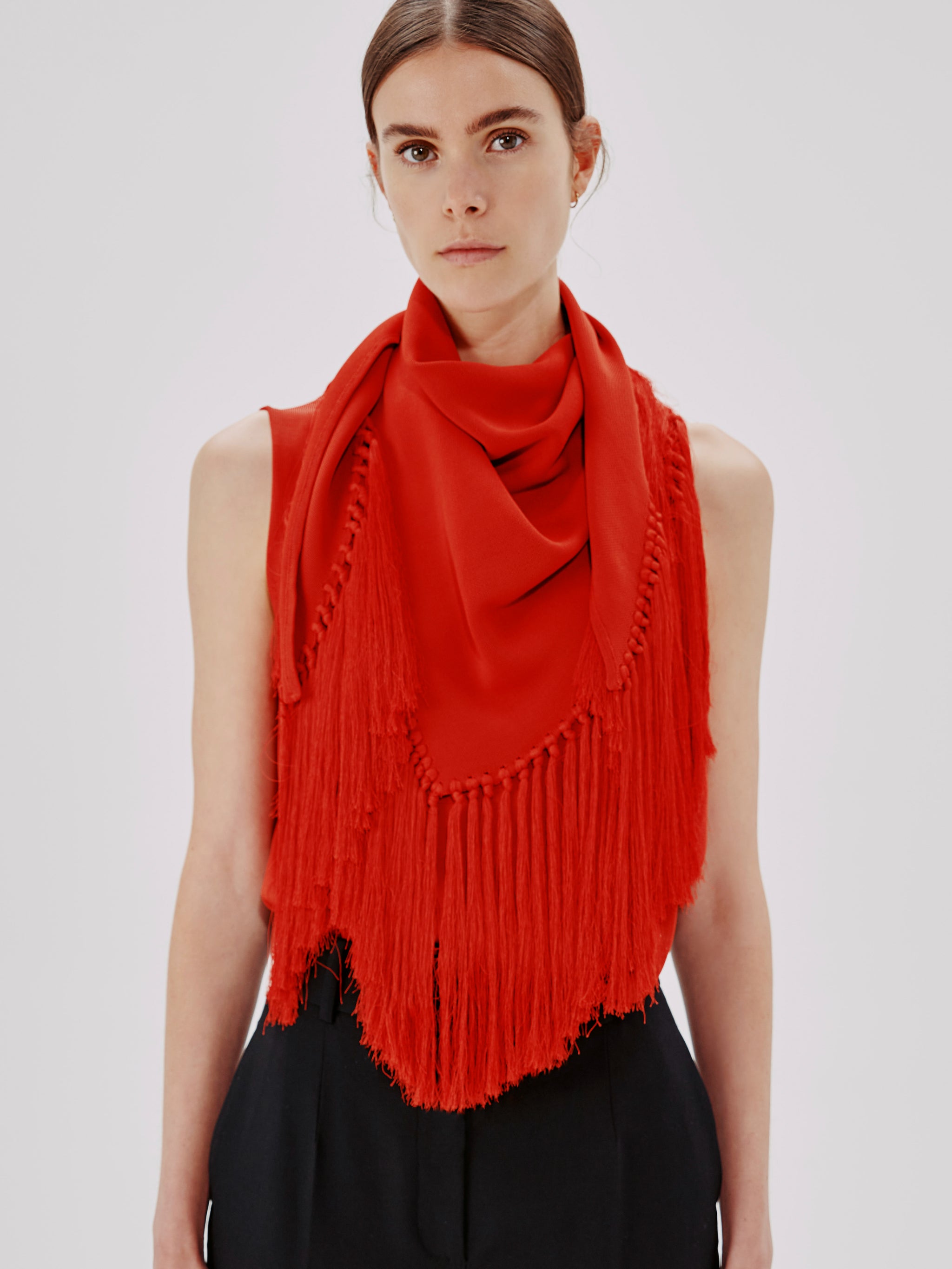 Fringe Scarf Neck Shell